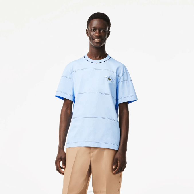 hbp azul VVL0A183 hombres Lacoste playera a rayas de jersey de algodón orgánico