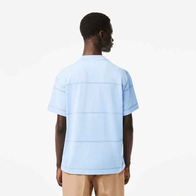 hbp azul VVL0A183 hombres Lacoste playera a rayas de jersey de algodón orgánico