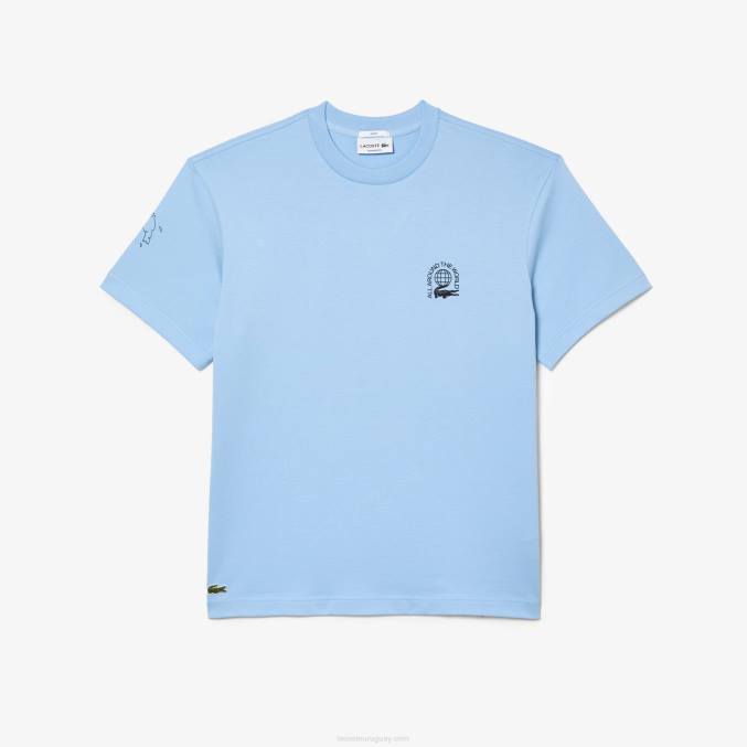 hbp azul VVL0A225 hombres Lacoste camiseta de corte holgado en punto de algodón orgánico