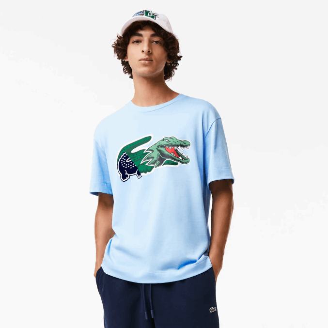 hbp azul VVL0A609 hombres Lacoste camiseta oversize con cocodrilo