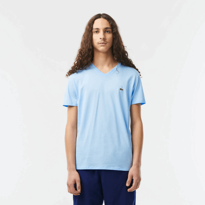 hbp azul VVL0A624 hombres Lacoste playera de punto de algodón pima con cuello en V