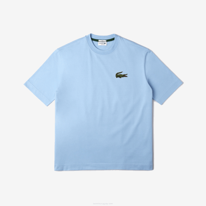 hbp azul VVL0A76 hombres Lacoste camiseta holgada de algodón orgánico con cocodrilo grande