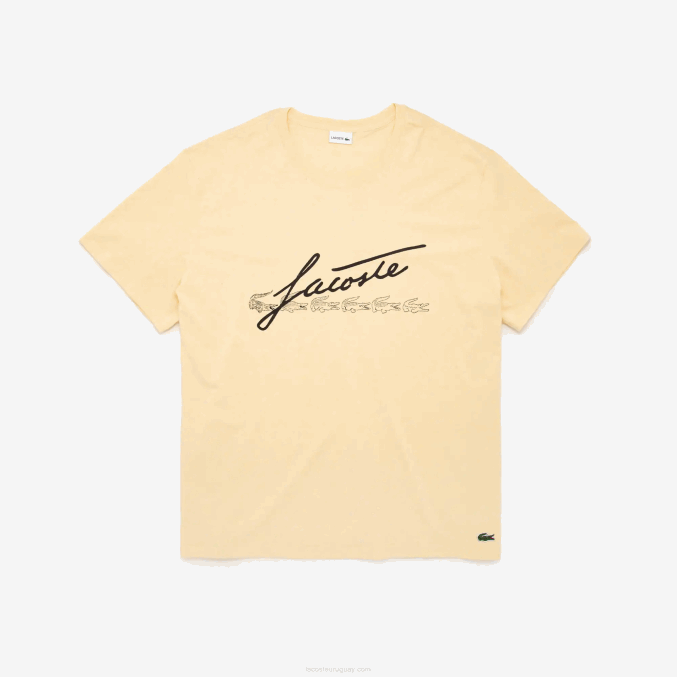 hbz amarillo VVL0A849 hombres Lacoste camiseta con estampado de firma xl
