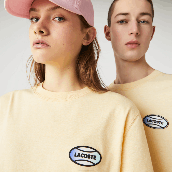 hbz amarillo VVL0A936 hombres Lacoste camiseta live summer pack de algodón jaspeado de corte holgado
