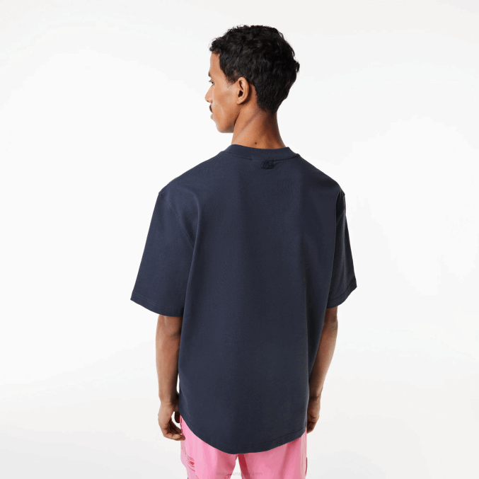 kxe azul VVL0A146 hombres Lacoste playera holgada con estampado de jersey de algodón