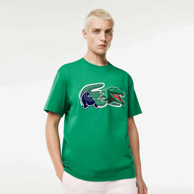 ldm verde VVL0A616 hombres Lacoste camiseta oversize con cocodrilo