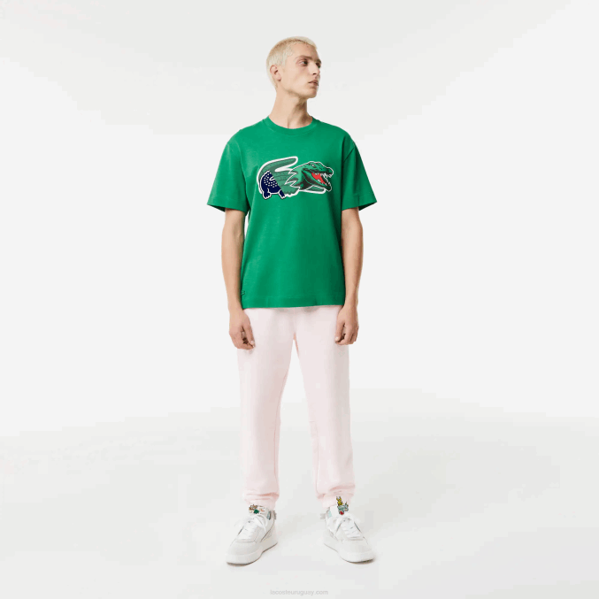 ldm verde VVL0A616 hombres Lacoste camiseta oversize con cocodrilo