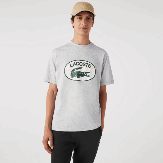 lomo gris cca VVL0A579 hombres Lacoste playera regular fit con monograma de la marca
