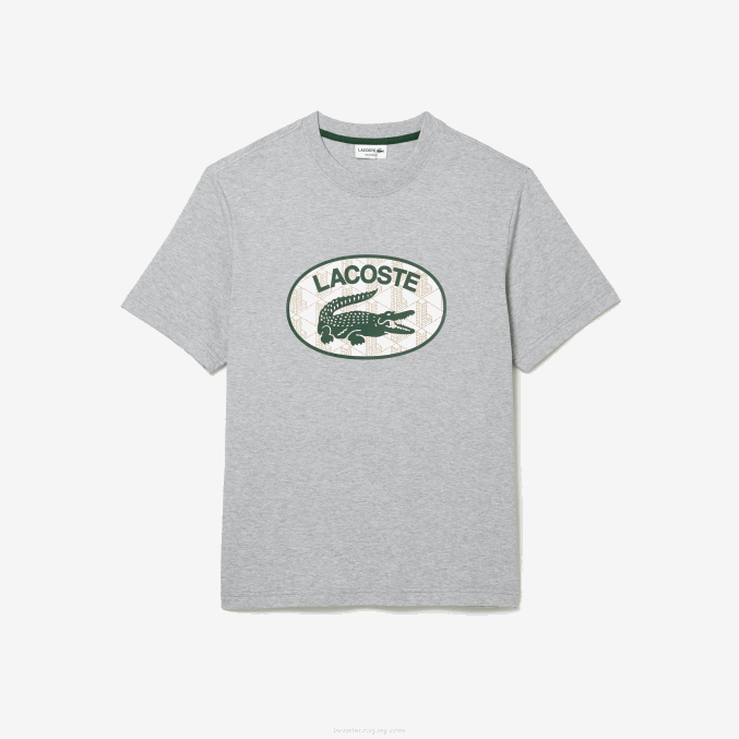 lomo gris cca VVL0A579 hombres Lacoste playera regular fit con monograma de la marca