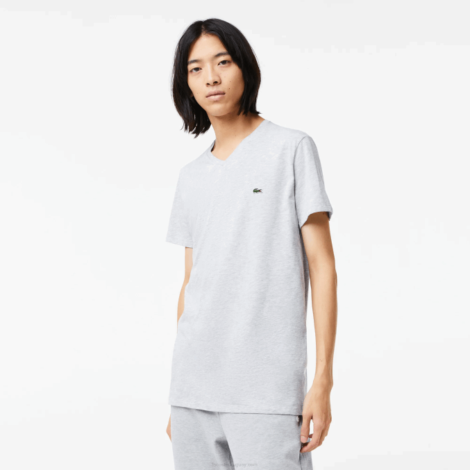 lomo gris cca VVL0A614 hombres Lacoste playera de punto de algodón pima con cuello en V