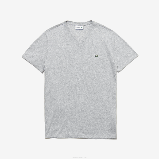 lomo gris cca VVL0A614 hombres Lacoste playera de punto de algodón pima con cuello en V