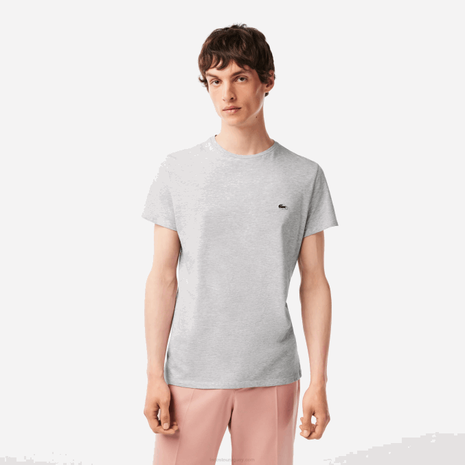 lomo gris cca VVL0A619 hombres Lacoste camiseta de punto de algodón pima con cuello redondo