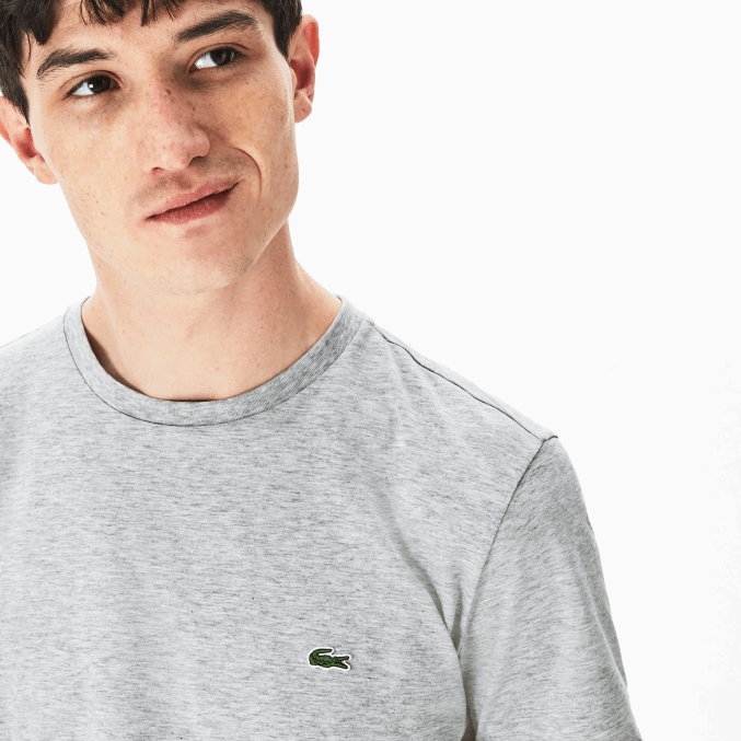 lomo gris cca VVL0A619 hombres Lacoste camiseta de punto de algodón pima con cuello redondo