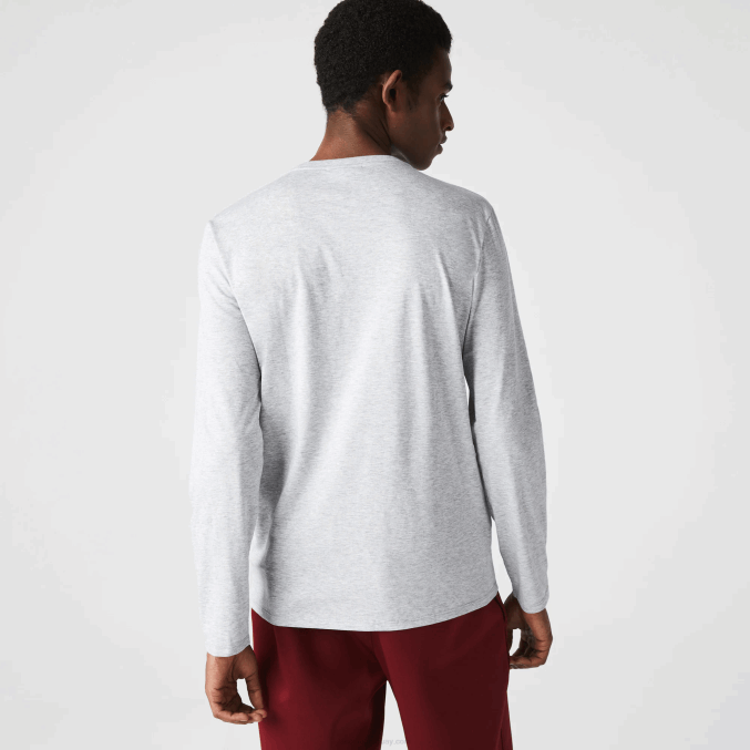 lomo gris cca VVL0A677 hombres Lacoste playera de punto ligero de algodón pima con cuello en V