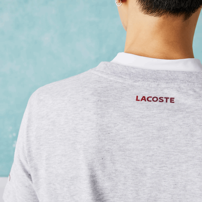 lomo gris cca VVL0A871 hombres Lacoste camiseta sport novak djokovic croco algodón orgánico
