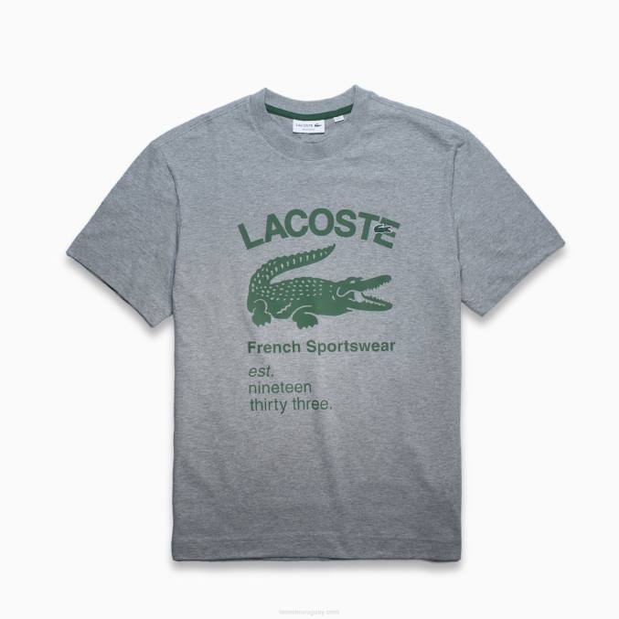 lomo gris yrd VVL0A701 hombres Lacoste camiseta holgada con cocodrilo