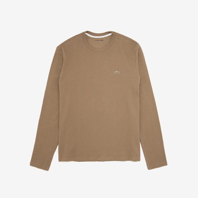 marrón claro hja VVL0A263 hombres Lacoste camiseta de salón de manga larga