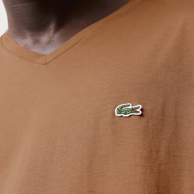 marrón z0w VVL0A613 hombres Lacoste playera de punto de algodón pima con cuello en V