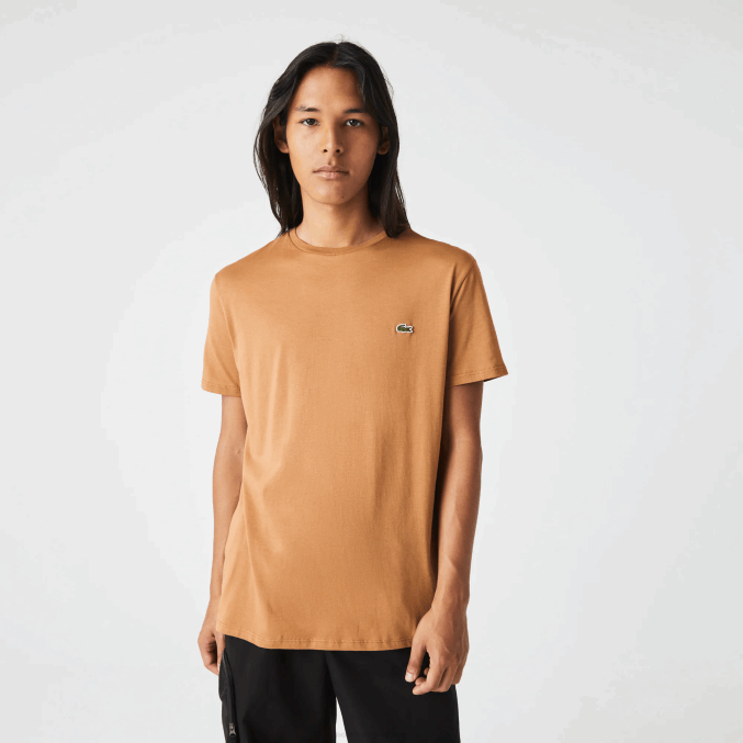 marrón z0w VVL0A902 hombres Lacoste camiseta de punto de algodón pima con cuello redondo