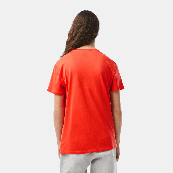 naranja 02k VVL0A130 hombres Lacoste camiseta de punto de algodón pima con cuello redondo