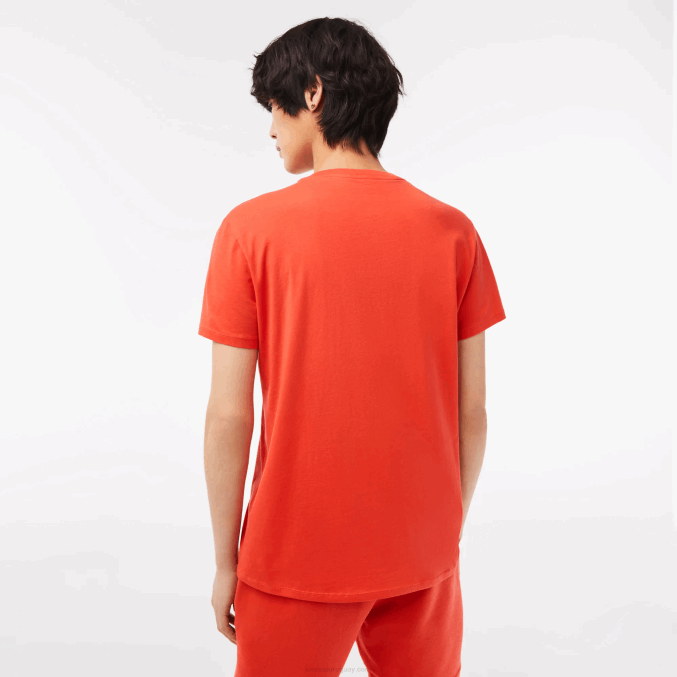 naranja 02k VVL0A39 hombres Lacoste playera de punto de algodón pima con cuello en V