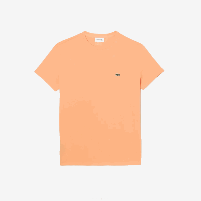 naranja claro heb VVL0A62 hombres Lacoste camiseta de punto de algodón pima con cuello redondo