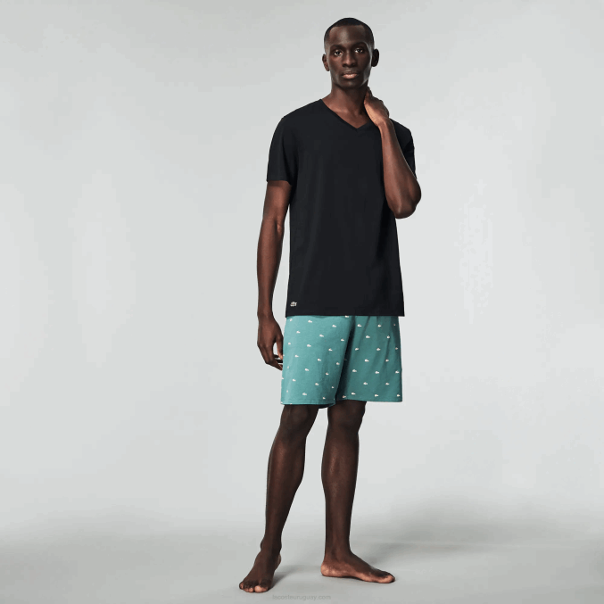 negro 031 VVL0A1336 hombres Lacoste Pack de 3 camisetas de salón de algodón con cuello de pico