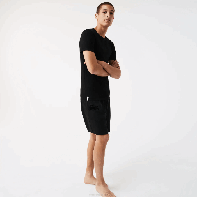 negro 031 VVL0A1351 hombres Lacoste Pack de 3 camisetas de algodón con cuello redondo