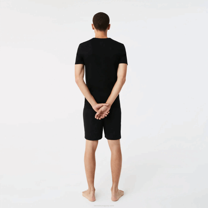 negro 031 VVL0A1351 hombres Lacoste Pack de 3 camisetas de algodón con cuello redondo
