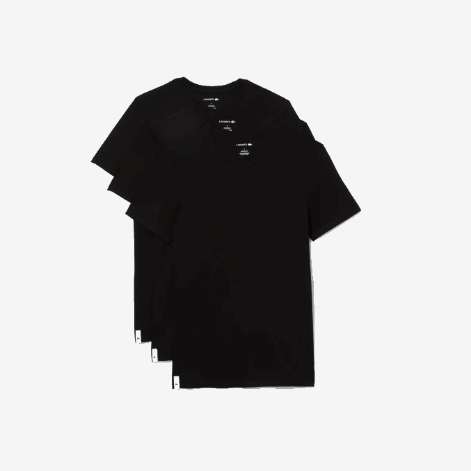 negro 031 VVL0A1351 hombres Lacoste Pack de 3 camisetas de algodón con cuello redondo