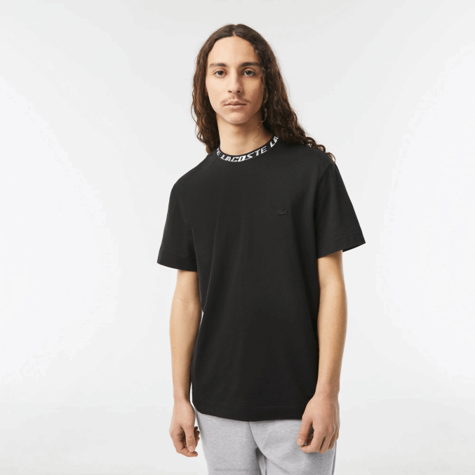 negro 031 VVL0A209 hombres Lacoste camiseta regular fit con logo en el cuello