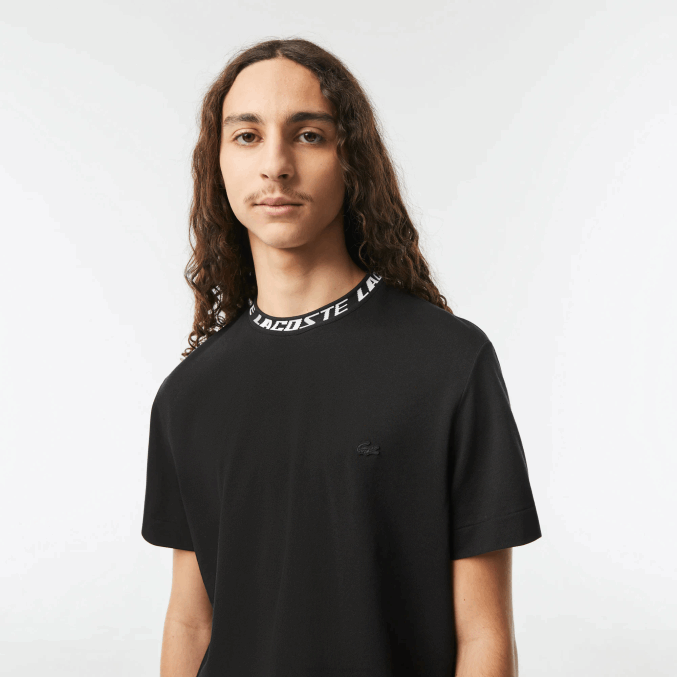 negro 031 VVL0A209 hombres Lacoste camiseta regular fit con logo en el cuello