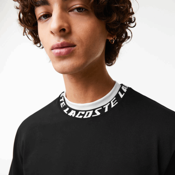 negro 031 VVL0A209 hombres Lacoste camiseta regular fit con logo en el cuello