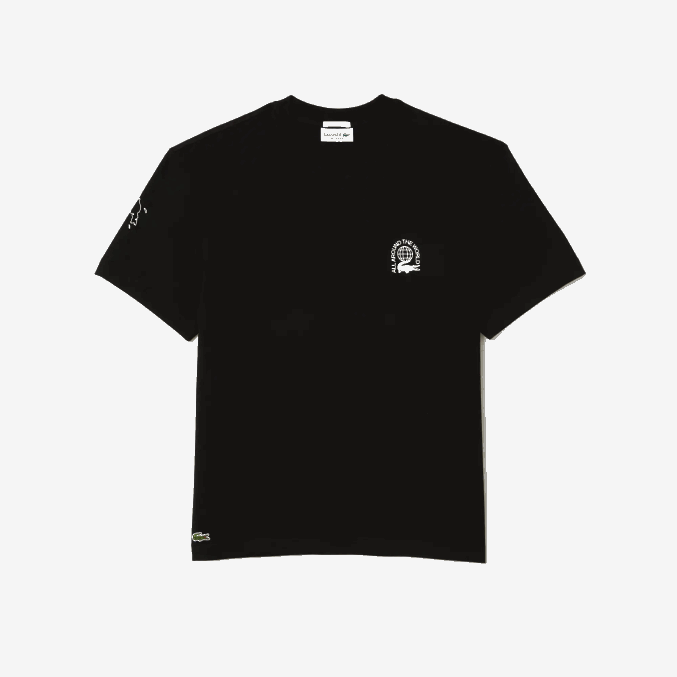negro 031 VVL0A223 hombres Lacoste camiseta de corte holgado en punto de algodón orgánico