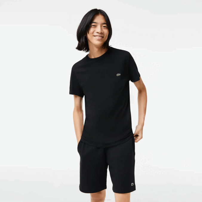 negro 031 VVL0A37 hombres Lacoste camiseta de punto de algodón pima con cuello redondo