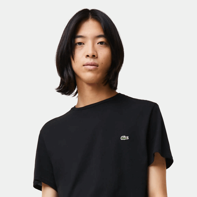 negro 031 VVL0A37 hombres Lacoste camiseta de punto de algodón pima con cuello redondo
