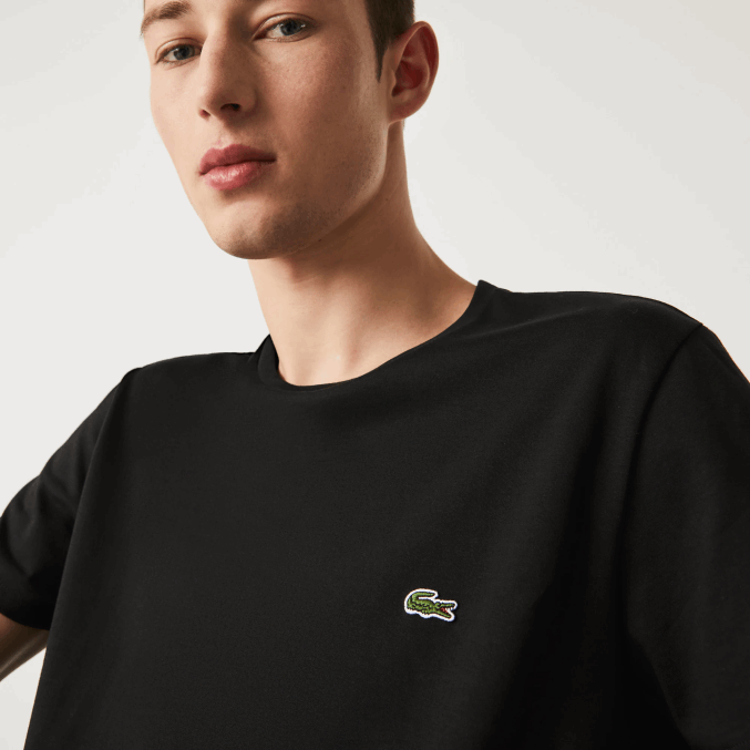 negro 031 VVL0A37 hombres Lacoste camiseta de punto de algodón pima con cuello redondo