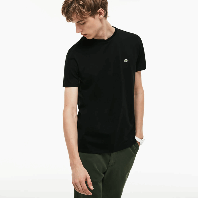 negro 031 VVL0A37 hombres Lacoste camiseta de punto de algodón pima con cuello redondo
