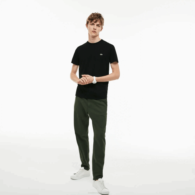 negro 031 VVL0A37 hombres Lacoste camiseta de punto de algodón pima con cuello redondo