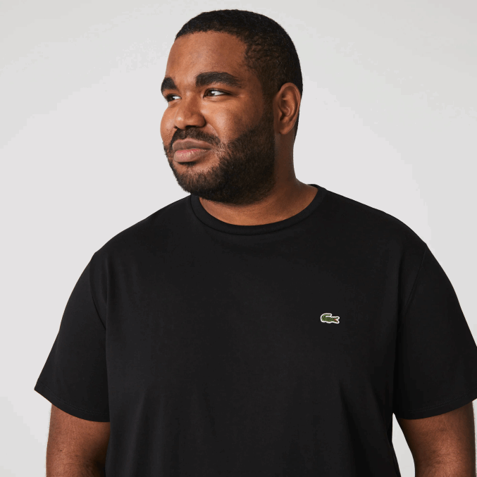 negro 031 VVL0A37 hombres Lacoste camiseta de punto de algodón pima con cuello redondo