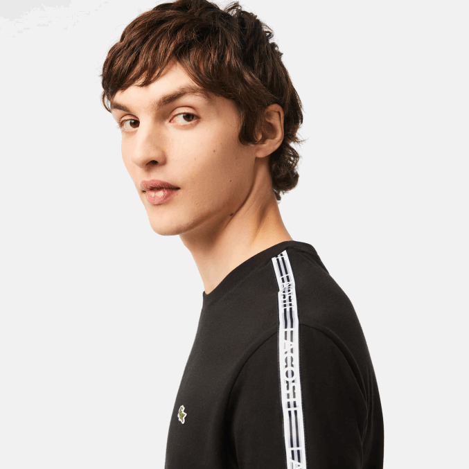 negro 031 VVL0A45 hombres Lacoste playera regular fit con rayas del logo