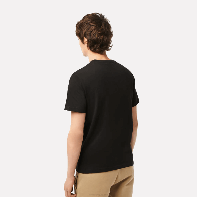 negro 031 VVL0A45 hombres Lacoste playera regular fit con rayas del logo