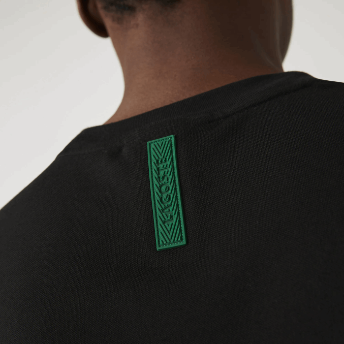 negro 031 VVL0A640 hombres Lacoste camiseta de mezcla de piqué de algodón orgánico con cuello redondo