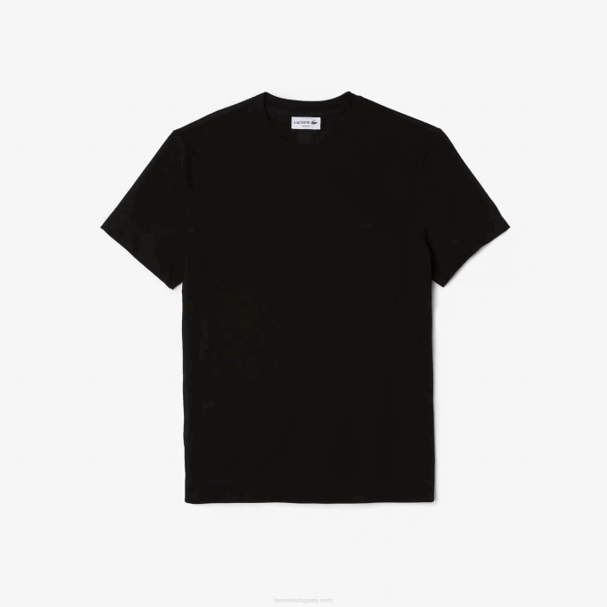 negro 031 VVL0A640 hombres Lacoste camiseta de mezcla de piqué de algodón orgánico con cuello redondo