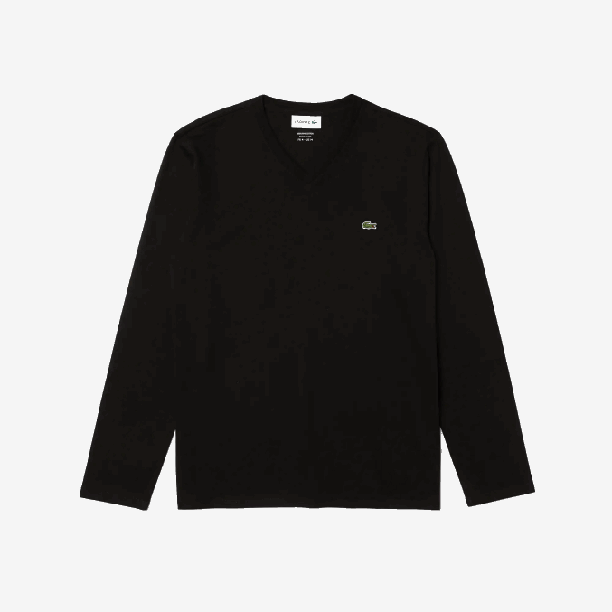 negro 031 VVL0A676 hombres Lacoste playera de punto ligero de algodón pima con cuello en V