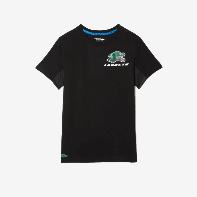 negro 031 VVL0A682 hombres Lacoste camiseta de tenis sport con estampado de cocodrilo
