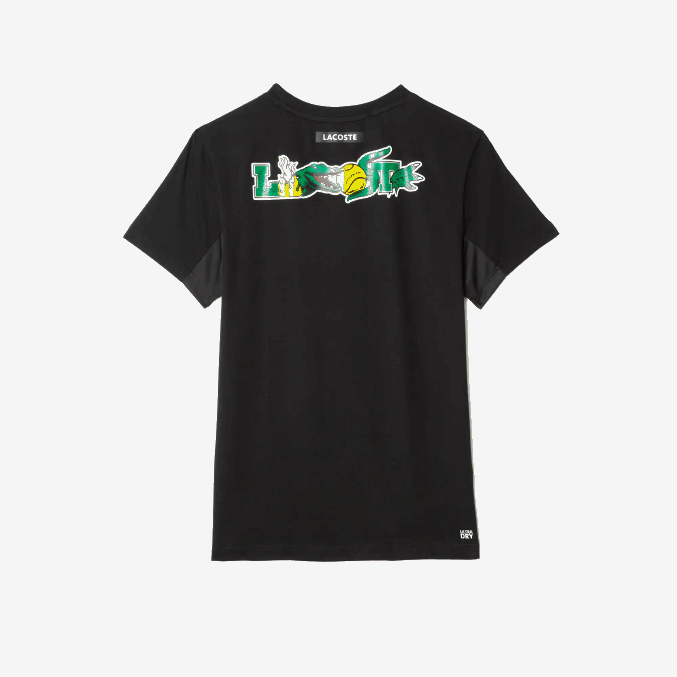 negro 031 VVL0A682 hombres Lacoste camiseta de tenis sport con estampado de cocodrilo