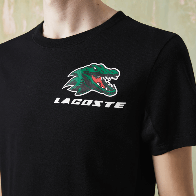 negro 031 VVL0A682 hombres Lacoste camiseta de tenis sport con estampado de cocodrilo