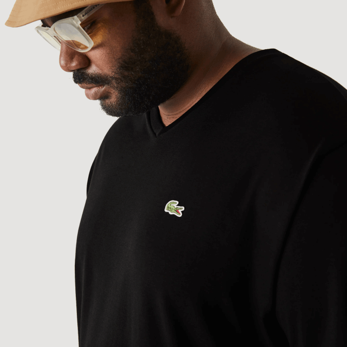 negro 031 VVL0A714 hombres Lacoste playera con cuello en V