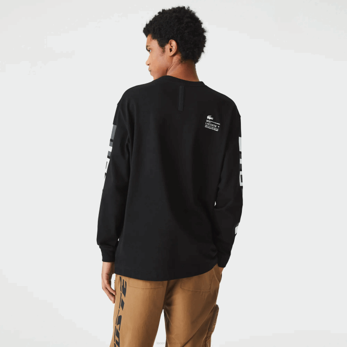 negro 031 VVL0A797 hombres Lacoste camiseta holgada con estampado